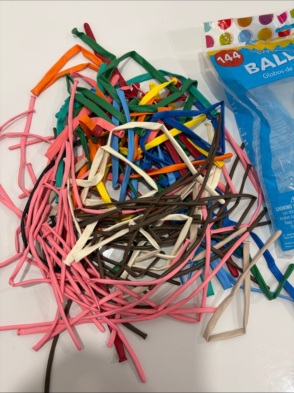 Assorted Stretch Balloon Ties - Pink, Brown, White, Green, Blue & More